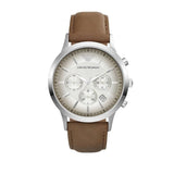 Emporio Armani Classic Chronograph Silver Dial Brown Leather Strap Watch For Men - AR2471 Buy Now By Emporio Armani