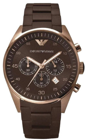 Emporio Armani Sportivo Chronograph Brown Dial Brown Silicone Strap Watch For Men - AR5891 Buy Now By Emporio Armani