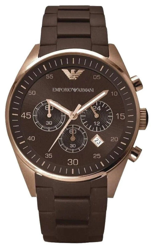 Emporio Armani Sportivo Chronograph Brown Dial Brown Silicone Strap Watch For Men - AR5891 Buy Now By Emporio Armani