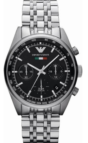 Emporio Armani Sportivo Chronograph Black Dial Silver Steel Strap Watch For Men - AR5984 Buy Now By Emporio Armani