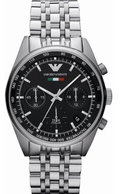 Emporio Armani Sportivo Chronograph Black Dial Silver Steel Strap Watch For Men - AR5984 Buy Now By Emporio Armani