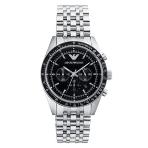 Emporio Armani Tazio Chronograph Black Dial Silver Steel Strap Watch For Men - AR5988 Buy Now By Emporio Armani