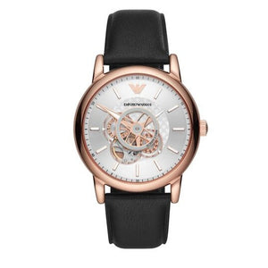 Emporio Armani Luigi Automatic Silver Dial Black Leather Strap Watch For Men - AR60013 Buy Now By Emporio Armani