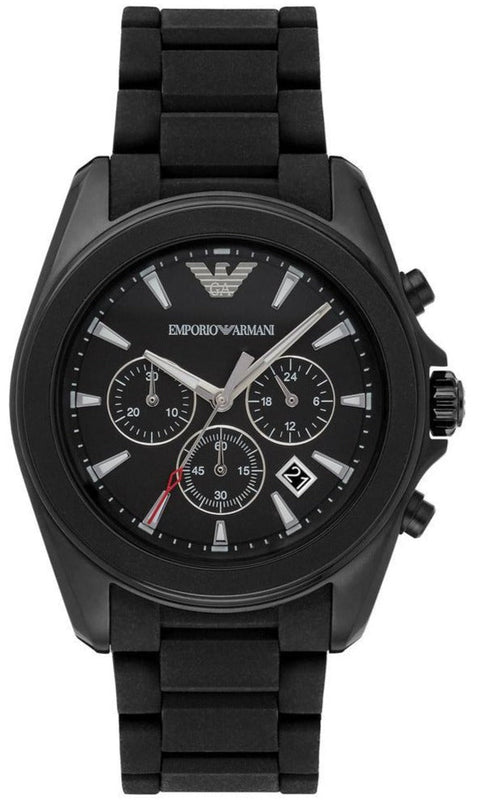 Emporio Armani Sportivo Chronograph Black Dial Black Silicone Strap Watch For Men - AR6092 Buy Now By Emporio Armani