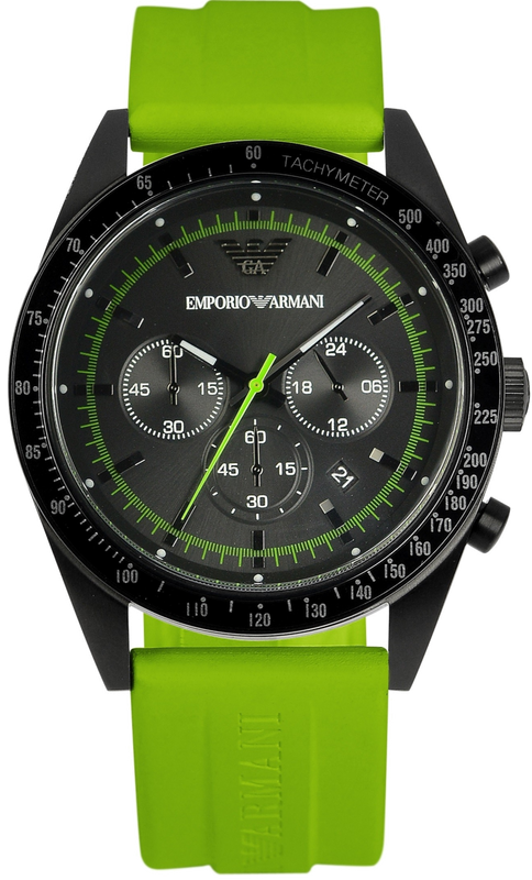 Emporio Armani Sports Analog Black Dial Green Rubber Strap Watch For Men - AR6115 Buy Now By Emporio Armani