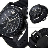 Emporio Armani Sigma Chronograph Black Dial Black Leather Strap Watch For Men - AR6131 Buy Now By Emporio Armani
