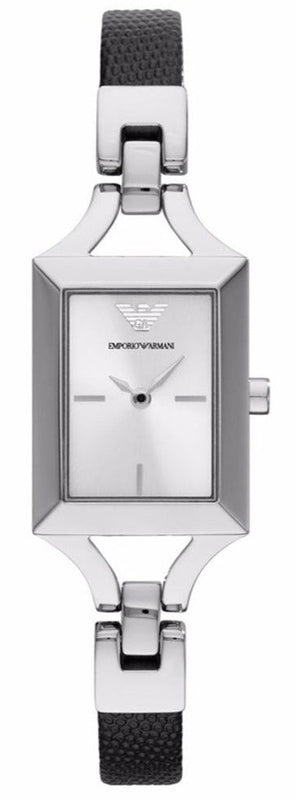 Emporio Armani Chiara Analog Silver Dial Black Leather Strap Watch For Women - AR7372 Buy Now By Emporio Armani