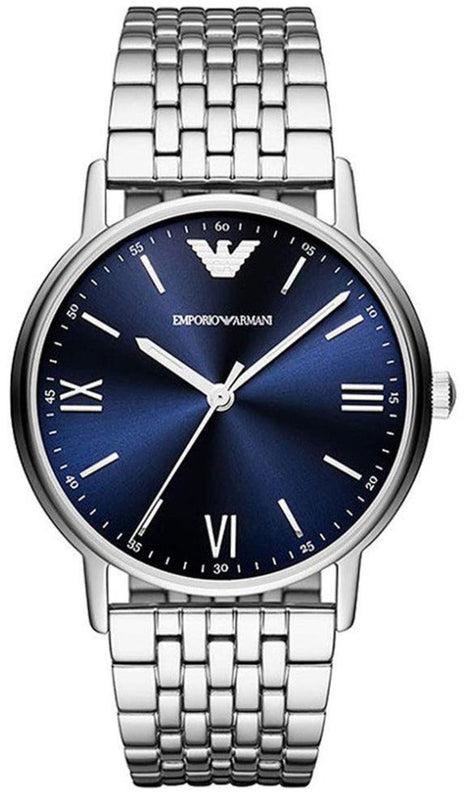 Emporio Armani Kappa Quartz Blue Dial Silver Steel Strap Watch For Men - AR80010 Buy Now By Emporio Armani