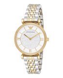 Emporio Armani Gianni T Bar Analog White Dial Two Tone Steel Strap Watch For Women - AR2076 Buy Now By Emporio Armani