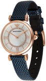 Emporio Armani Gianni T-Bar Analog Mother of Pearl Dial Blue Leather Strap Watch For Women - AR11468 Buy Now By Emporio Armani
