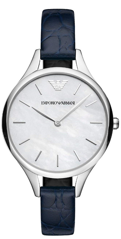 Emporio Armani Aurora Quartz Mother Of Pearl White Dial Blue Leather Strap Watch For Women - AR11090 Buy Now By Emporio Armani