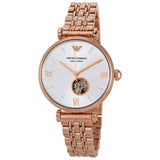 Emporio Armani Gianni T-Bar Silver Dial Rose Gold Steel Strap Watch For Women - AR60023 Buy Now By Emporio Armani