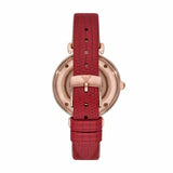 Emporio Armani Gianni T-Bar Mother of Pearl White Dial Red Leather Strap Watch For Women - AR60048 Buy Now By Emporio Armani