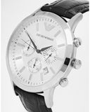 Emporio Armani Classic Chronograph Silver Dial Black Leather Strap Watch For Men - AR2432 Buy Now By Emporio Armani