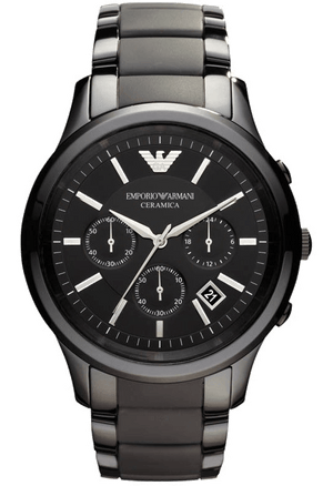 Emporio Armani Ceramica Chronograph Black Dial Black Strap Watch For Men - AR1452 Buy Now By Emporio Armani