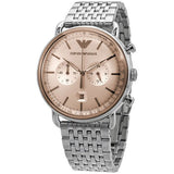 Emporio Armani Aviator Chronograph Beige Dial Silver Steel Strap Watch For Men - AR11239 Buy Now By Emporio Armani