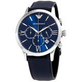 Emporio Armani Giovanni T Bar Chronograph Quartz Blue Dial Blue Leather Strap Watch For Men - AR11226 Buy Now By Emporio Armani