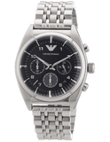 Emporio Armani Franco Black Dial Silver Steel Strap Watch For Men - AR0373 Buy Now By Emporio Armani