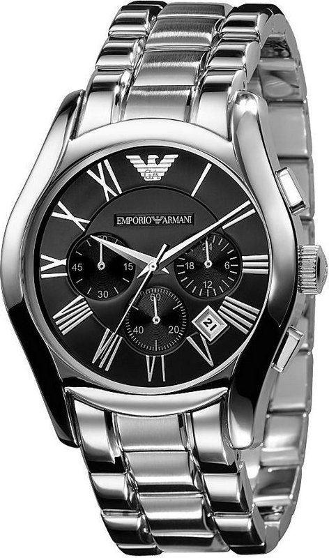 Emporio Armani Valente Chronograph Black Dial Silver Stainless Steel Watch For Men - AR0673 Buy Now By Emporio Armani