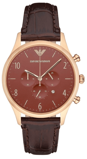 Emporio Armani Classic Chronograph Burgundy Dial Brown Leather Strap Watch For Men - AR1890 Buy Now By Emporio Armani