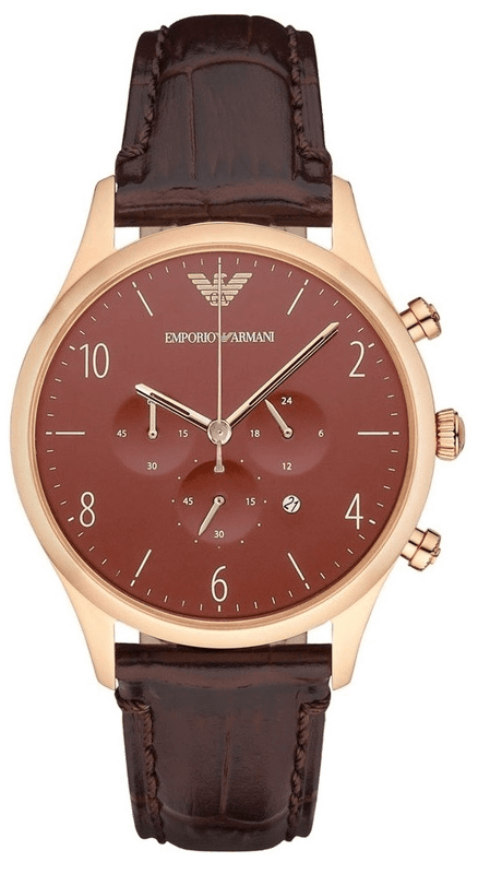 Emporio Armani Classic Chronograph Burgundy Dial Brown Leather Strap Watch For Men - AR1890 Buy Now By Emporio Armani