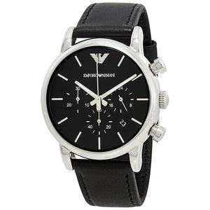 Emporio Armani Classic Chronograph Black Dial Black Leather Strap Watch For Men - AR1733 Buy Now By Emporio Armani