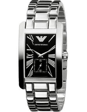 Emporio Armani Classic Black Dial Silver Stainless Steel Strap Watch For Men - AR0156 Buy Now By Emporio Armani