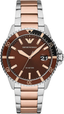 Emporio Armani Diver Quartz Brown Dial Two Tone Steel Strap Watch For Men - AR11340 Buy Now By Emporio Armani