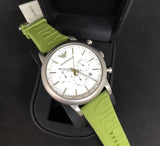 Emporio Armani Chronograph White Dial Green Rubber Strap Watch For Men - AR11022 Buy Now By Emporio Armani