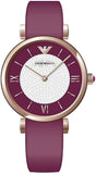 Emporio Armani Gianni T Bar Crystals Maroon Dial Maroon Leather Strap Watch for Women - AR11487 Buy Now By Emporio Armani