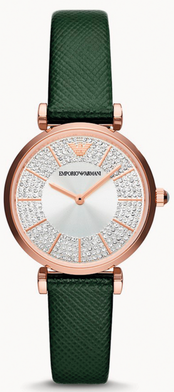 Emporio Armani Pro Planet Analog Silver Dial Green Leather Strap Watch For Women - AR11517 Buy Now By Emporio Armani