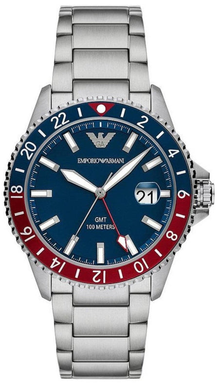 Emporio Armani Sea Explorer GMT Blue Dial Silver Steel Strap Watch For Men - AR11590 Buy Now By Emporio Armani