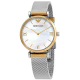 Emporio Armani Gianni T Bar Mother of Pearl Dial Silver Mesh Bracelet Watch For Women - AR2068 Buy Now By Emporio Armani