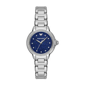 Emporio Armani Mia Three Hand Crystals Blue Dial Silver Steel Strap Watch For Women - AR11630 Buy Now By Emporio Armani