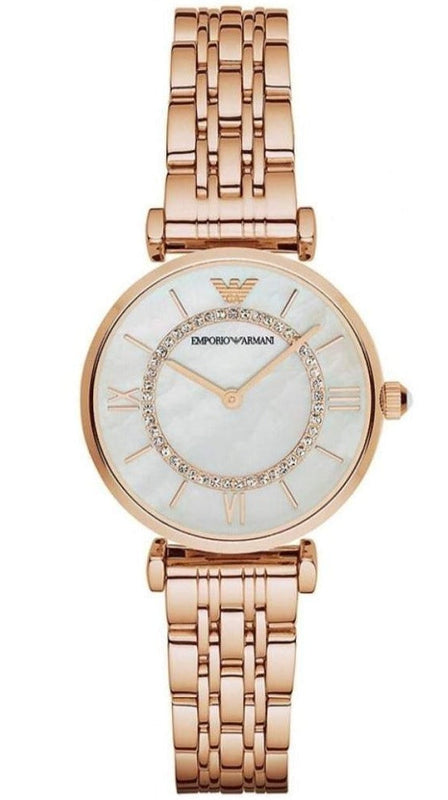Emporio Armani T-Bar Gianni Crystal Pave Dial Rose Gold Steel Strap Watch For Women - AR11244 Buy Now By Emporio Armani