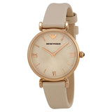 Emporio Armani Gianni T Bar Light Brown Dial White Leather Strap Watch For Women - AR1769 Buy Now By Emporio Armani