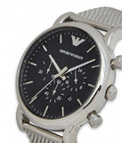 Emporio Armani Classic Chronograph Black Dial Silver Mesh Bracelet Watch For Men - AR1808 Buy Now By Emporio Armani