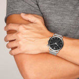 Emporio Armani Classic Chronograph Black Dial Silver Mesh Bracelet Watch For Men - AR1808 Buy Now By Emporio Armani