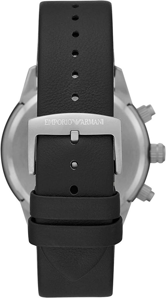 Emporio Armani Mario Chronograph Black Dial Black Leather Strap Watch For Men - AR11325 Buy Now By Emporio Armani