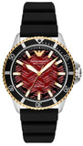 Emporio Armani Meccanico Automatic Red Dial Black Silicon Strap Watch For Men - AR60070 Buy Now By Emporio Armani