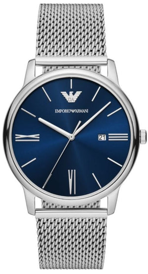 Emporio Armani Minimalist Quartz Blue Dial Silver Steel Strap Watch For Men - AR11571 Buy Now By Emporio Armani