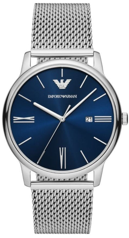 Emporio Armani Minimalist Quartz Blue Dial Silver Steel Strap Watch For Men - AR11571 Buy Now By Emporio Armani