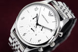 Emporio Armani Classic Chronograph Silver Dial Silver Steel Strap Watch For Men - AR1879 Buy Now By Emporio Armani