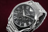 Emporio Armani Valente Chronograph Quartz Black Dial Silver Steel Strap Watch For Men - AR11083