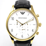 Emporio Armani Classic Chronograph White Dial Black Leather Strap Watch For Men - AR1892 Buy Now By Emporio Armani