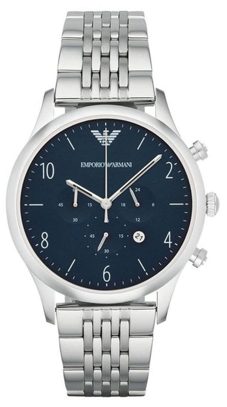 Emporio Armani Chronograph Blue Dial Silver Steel Strap Watch For Men - AR1942 Buy Now By Emporio Armani