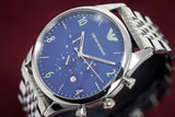 Emporio Armani Chronograph Blue Dial Silver Steel Strap Watch For Men - AR1942 Buy Now By Emporio Armani