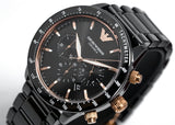 Emporio Armani Mario Ceramic Chronograph Black Dial Black Steel Strap Watch For Men - AR70002 Buy Now By Emporio Armani