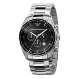 Emporio Armani Sportivo Chronograph Black Dial Silver Stainless Steel Watch For Men - AR0585 Buy Now By Emporio Armani