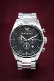 Emporio Armani Sportivo Chronograph Black Dial Silver Stainless Steel Watch For Men - AR0585 Buy Now By Emporio Armani